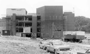 Library construction in June 1972