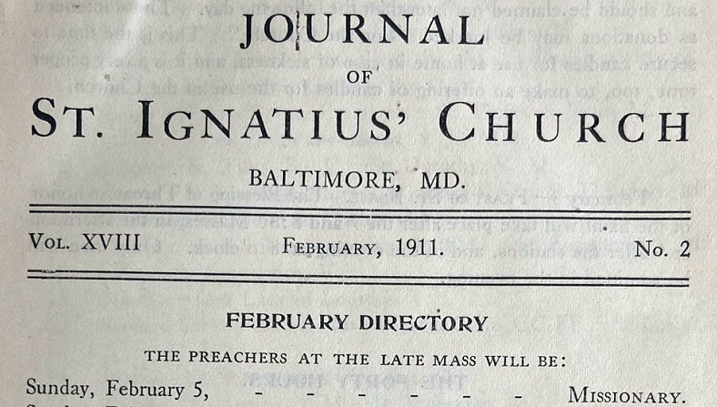 Cover page of St. Ignatius Church Journal, 1911