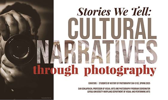 Title panel of the exhibit, featuring a photo of a person taking a photograph