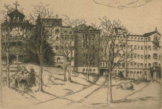 Drawing of Mount Saint Agnes College, late 1800s-early 1900s